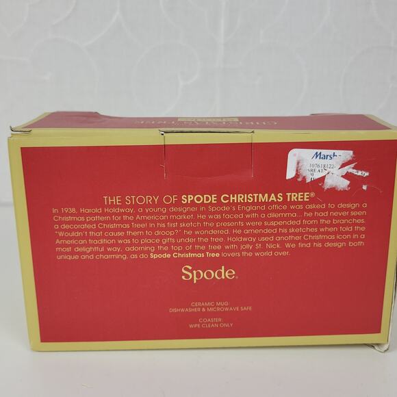 Spode Christmas Tree Mug & Coaster 2-pc Set White Ceramic Gift Box NIB - Picture 8 of 12